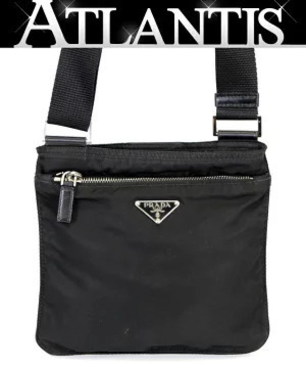Prada Triangle Shoulder Bag Black Gusset